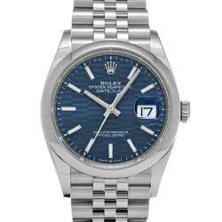 ROLEX DATEJUST 36 126200 BRIGHT BLUE FLUTED MOTIF WATCH 675862