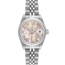 ROLEX DATEJUST STEEL WHITE GOLD MOTHER OF PEARL LADIES WATCH 79174 BOX PAPERS