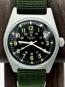 ROLEX MILITARY VINTAGE WATCH BLACK DIAL HAND-ROLLED VIETNAM WAR ANTIQUE JAPAN