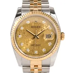 ROLEX DATEJUST 116233G RANDUM NUMBER YELLOW JUBILEE A 648722