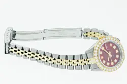Rolex Lady DateJust Red Diamond Steel and Yellow Gold Diamond Bezel Watch 1.90ct