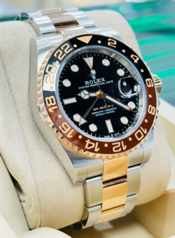 ROLEX GMT-MASTER II ROOT BEER 126711CHNR 18K ROSE GOLD & SS WATCH