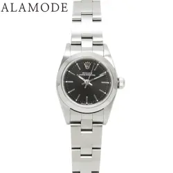 ROLEX 76080 OYSTER PERPETUAL 24 SS SS AUTOMATIC WATCH IN MARCH 2006 BLACK SILVE