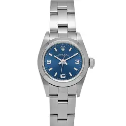 USED ROLEX 67180 T (MANUFACTURED AROUND 1996) BLUE WOMEN WATCH