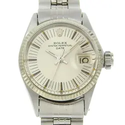 ROLEX DATE 6517 SS AUTOMATIC WOMEN SILVER DIAL WATCH