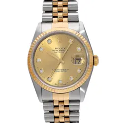 ROLEX DATEJUST 16233G CHAMPAGNE/DIAMOND WATCH 675656