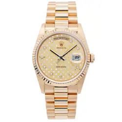 ROLEX DAY-DATE 36 18238A CHAMPAGNE DIAMOND DIAL 18K YELLOW GOLD AUTOMATIC WATCH