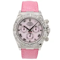 ROLEX COSMOGRAPH DAYTONA 116589BR 18K WHITE GOLD BAGUETTE DIAMOND BEZEL WATCH