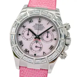 Rolex Cosmograph Daytona 116589BR 18K White Gold Baguette Diamond Bezel Watch