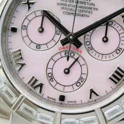 Rolex Cosmograph Daytona 116589BR 18K White Gold Baguette Diamond Bezel Watch