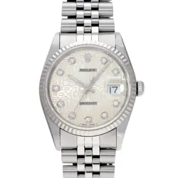 ROLEX DATEJUST 16234G SILVER COMPUTER/DIAMOND WATCH 674755