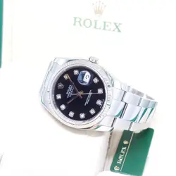 ROLEX 36MM OYSTER PERPETUAL BLACK BIG DIAMONDS DIAL DATEJUST REF: 116234 (V)