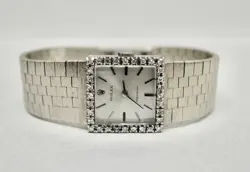 VINTAGE ROLEX PRECISION 18K WHITE GOLD W/ DIAMOND BEZEL