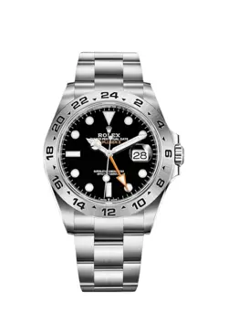 ROLEX EXPLORER OYSTER BRACELET WITH SILVER BEZEL - BLACK DIAL - 216570