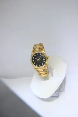 Rolex Datejust President 18k Yellow Gold Black Diamond Dial 31mm Watch A 78278