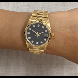Rolex Datejust President 18k Yellow Gold Black Diamond Dial 31mm Watch A 78278