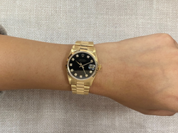Rolex Datejust President 18k Yellow Gold Black Diamond Dial 31mm Watch A 78278