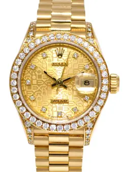 ROLEX DATEJUST PRESIDENT 18K YELLOW GOLD JUBILEE DIAMOND 26MM WATCH N 69158
