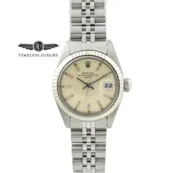 LADIES ROLEX DATEJUST 6917 STAINLESS STEEL 26MM SILVER DIAL FLUTED BEZEL WATCH