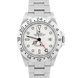 ROLEX EXPLORER II 40MM WHITE RED STAINLESS STEEL OYSTER DATE GMT WATCH 16570
