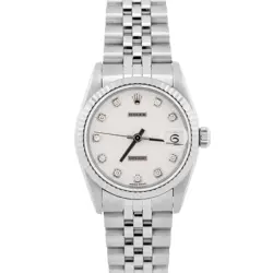 ROLEX DATEJUST 31MM SILVER JUBILEE DIAMOND STEEL MIDSIZE 18K FLUTED WATCH 68274