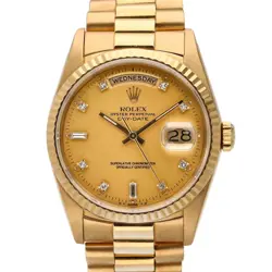 ROLEX DAY-DATE 18238, 18K GOLD 36 MM, FACTORY DIAMOND DIAL, ORIGINAL BOX, C1990