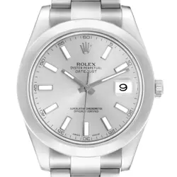 ROLEX DATEJUST II 41MM SILVER DIAL STEEL AUTOMATIC MENS WATCH 116300