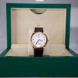 ROLEX 1908 WHITE DIAL YELLOW GOLD LEATHER STRAP 52508 BOX & PAPERS 2024