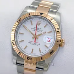 ROLEX DATEJUST TURN-O-GRAPH 116261 WHITE DIAL STEEL/18K PINK GOLD W/BOX PAPERS