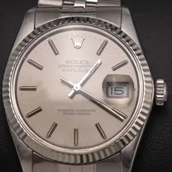 ROLEX DATEJUST 16014 FLUTED BEZEL JUBILEE WATCH 36MM SILVER INDEX DIAL