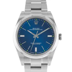 ROLEX OYSTER PERPETUAL 114300 39MM BLUE INDEX STEEL OYSTER MENS WATCH 2019
