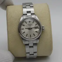 Rolex Oyster Perpetual Date 26mm Steel Silver Sticks Dial Ladies Watch 6916