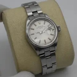 Rolex Oyster Perpetual Date 26mm Steel Silver Sticks Dial Ladies Watch 6916
