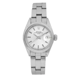 ROLEX OYSTER PERPETUAL DATE 26MM STEEL SILVER STICKS DIAL LADIES WATCH 6916