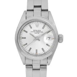 Rolex Oyster Perpetual Date 26mm Steel Silver Sticks Dial Ladies Watch 6916