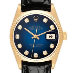 ROLEX DATEJUST YELLOW GOLD VIGNETTE DIAL VINTAGE MENS WATCH 16018