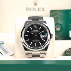 FULLY LINKED COMPLETE SET BLACK DIAL ROLEX DATEJUST 36 126200
