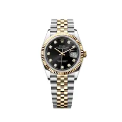 ROLEX DATEJUST 36 126233 STAINLESS STEEL YELLOW GOLD BLACK DIAMOND DIAL JUBILEE