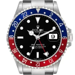 ROLEX GMT MASTER II BLUE RED PEPSI BEZEL STEEL AUTOMATIC MENS WATCH 16710