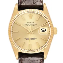 ROLEX DATEJUST YELLOW GOLD CHAMPAGNE DIAL VINTAGE MENS WATCH 16018