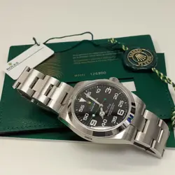 FULL STICKERS 2025 ROLEX AIR-KING 40 MM STEEL GREEN BLACK AUTOMATIC WATCH 126900