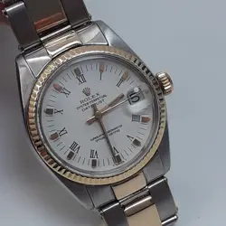ROLEX DATEJUST 31 MM TWO TONE WHITE ROMAN OYSTER WATCH 6827 CIRCA 1979
