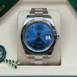 ROLEX DATEJUST 41 NEW 2025 BLUE ROMAN DIAL FLUTED BEZEL OYSTER BRACELET