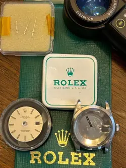 ROLEX REF 1500 OYSTER PERPETUAL DATE CASE DIAL SET 1970 34MM MIDDLE CASE FS