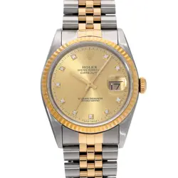 ROLEX DATEJUST 16233G CHAMPAGNE/DIAMOND WATCH 670364