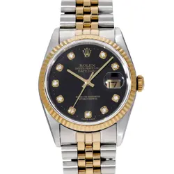ROLEX DATEJUST 16233G BLACK/DIAMOND WATCH 667781