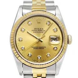 ROLEX DATEJUST 16233G 10P DIAMOND W# YG AUTOMATIC 36MM #027