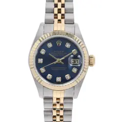 ROLEX DATEJUST 10P DIAMOND 79173G BLUE P NUMBER SECOND HAND WOMEN