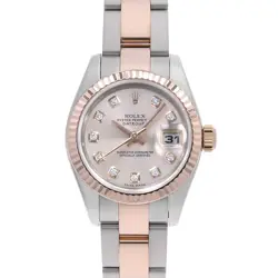 ROLEX DATEJUST 10P DIAMOND 179171G PINK 3 ROW OYSTER BRACELET V NUMBER SECON...