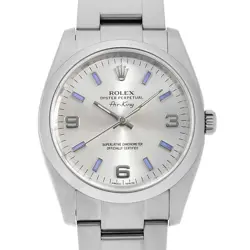 ROLEX AIR KING 114200 SILVER 369 BLUE BAR G NUMBER SECOND HAND MENS